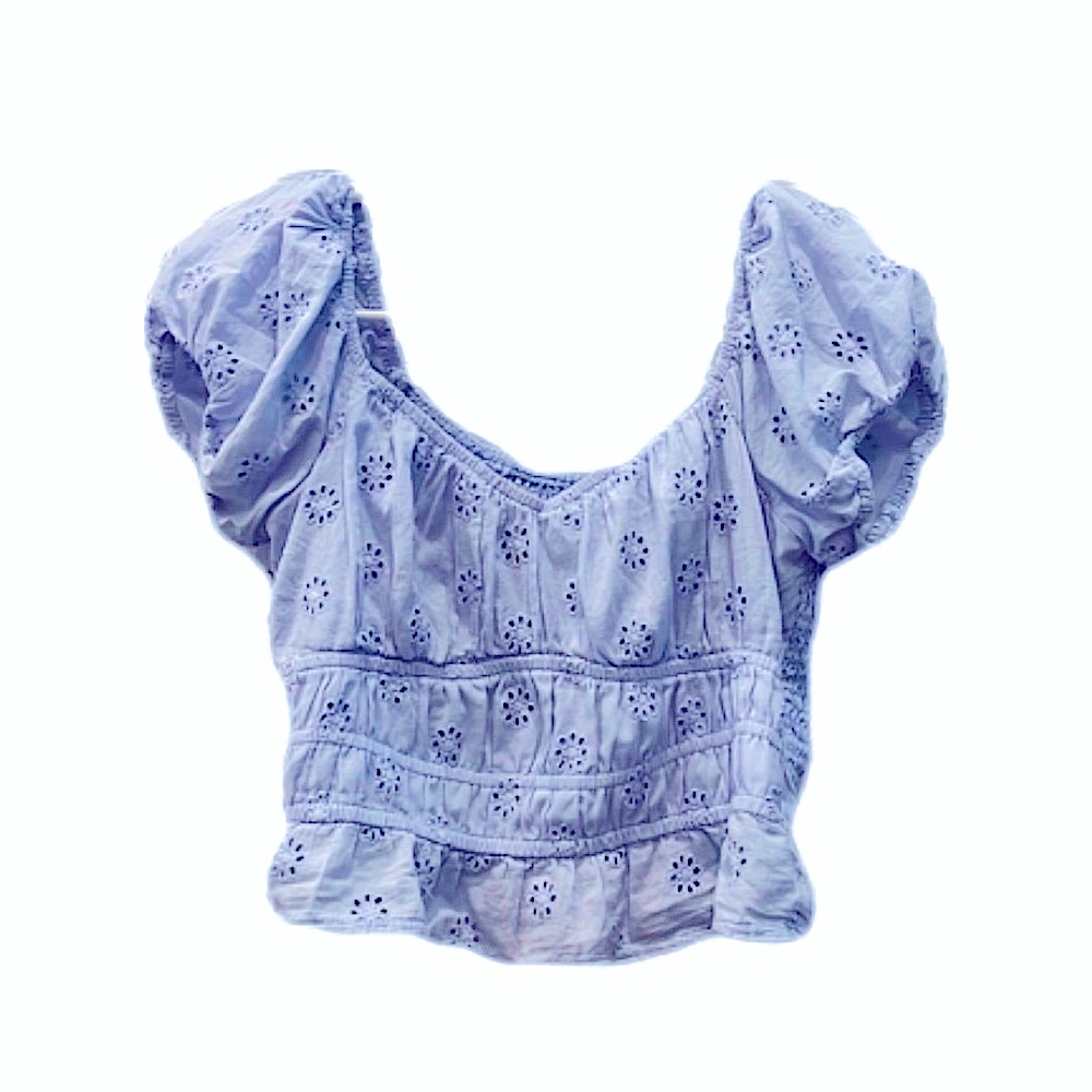 Hollister Blue Flower Cropped Blouse